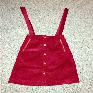 Red Corduroy suspender skirt